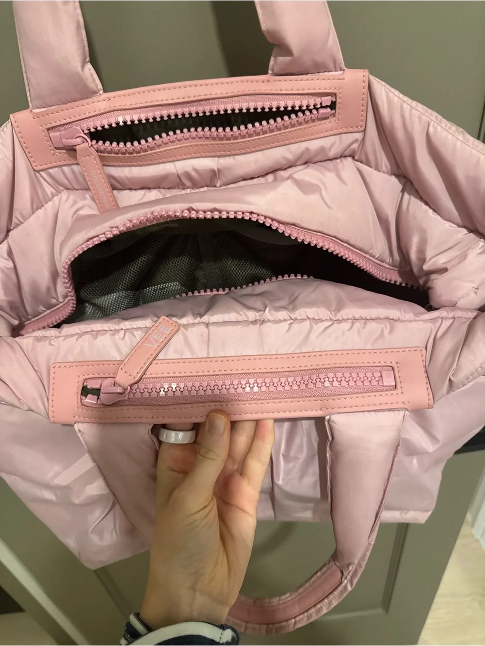 VEE Collective Blush Pink Quilted Tote Bag